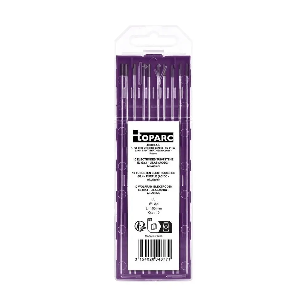 Gys 10 Electrodes - Tungsten E3 Ø2.4 - Purple (Ac/Dc - Aluminium/Steel) 1