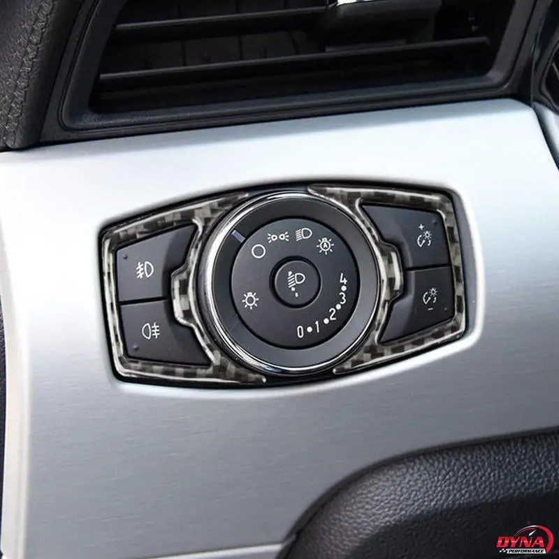 Dynacarbon™️ Carbon Fiber Headlight Switch Frame Trim Ford Mustang 2015-2023 1
