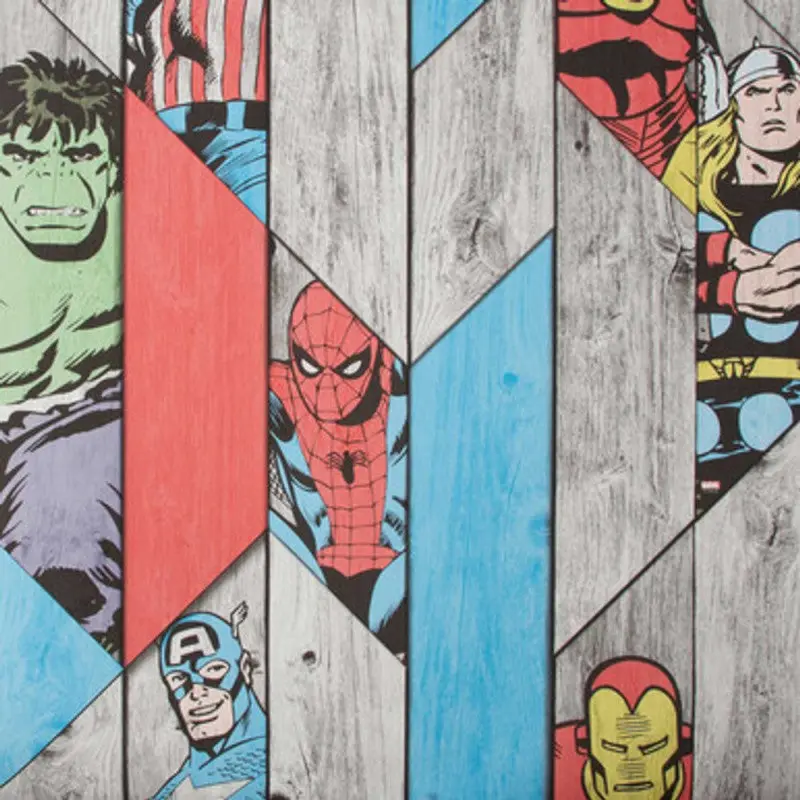 Marvel Character Wood Panel Wallpaper 1