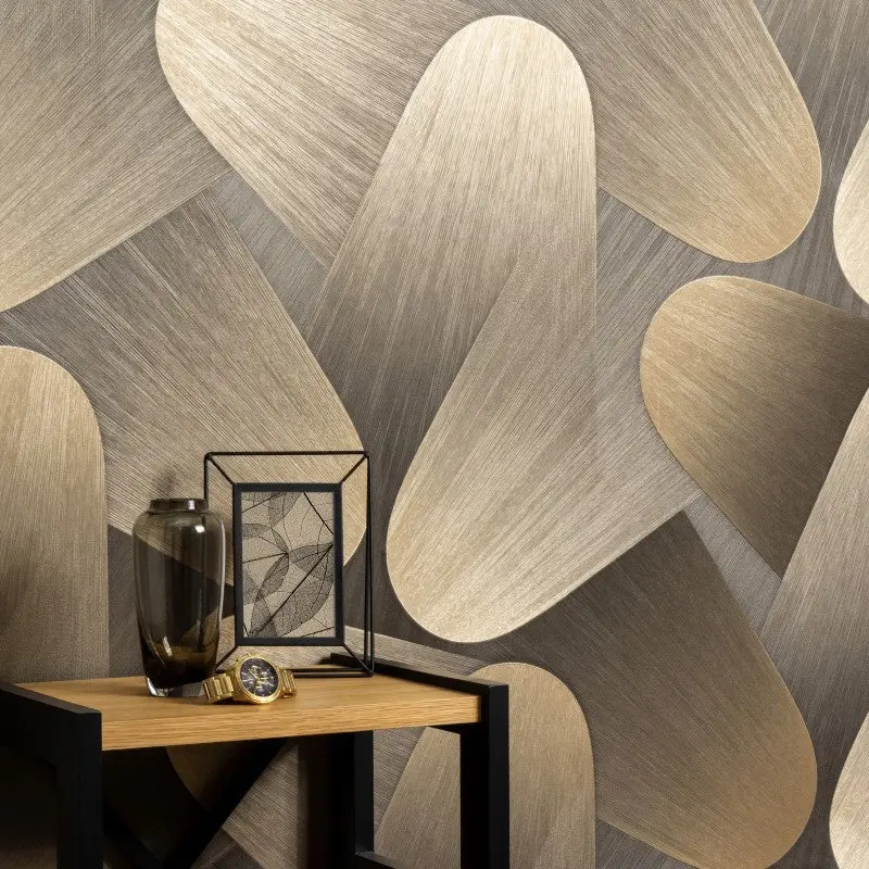 Allure Vinyl Geometric Wallpaper Dark Gold 1