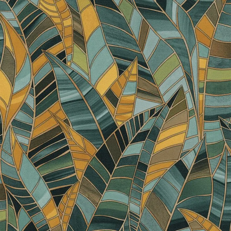 Seranade Abstract Leaf Wallpaper Green Sample 1