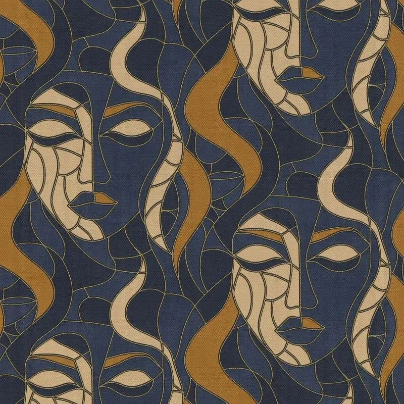 Moretta Mosaic Tile Wallpaper Navy Sample 1