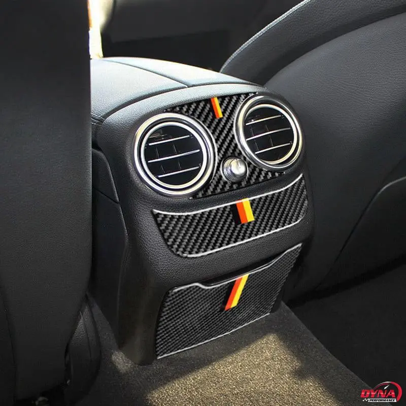 Dynacarbon™️ Carbon Fiber Rear Air Conditioning Outlet Trim Overlay For Mercedes Benz W205 C Class C180 C200 C300 Glc 1