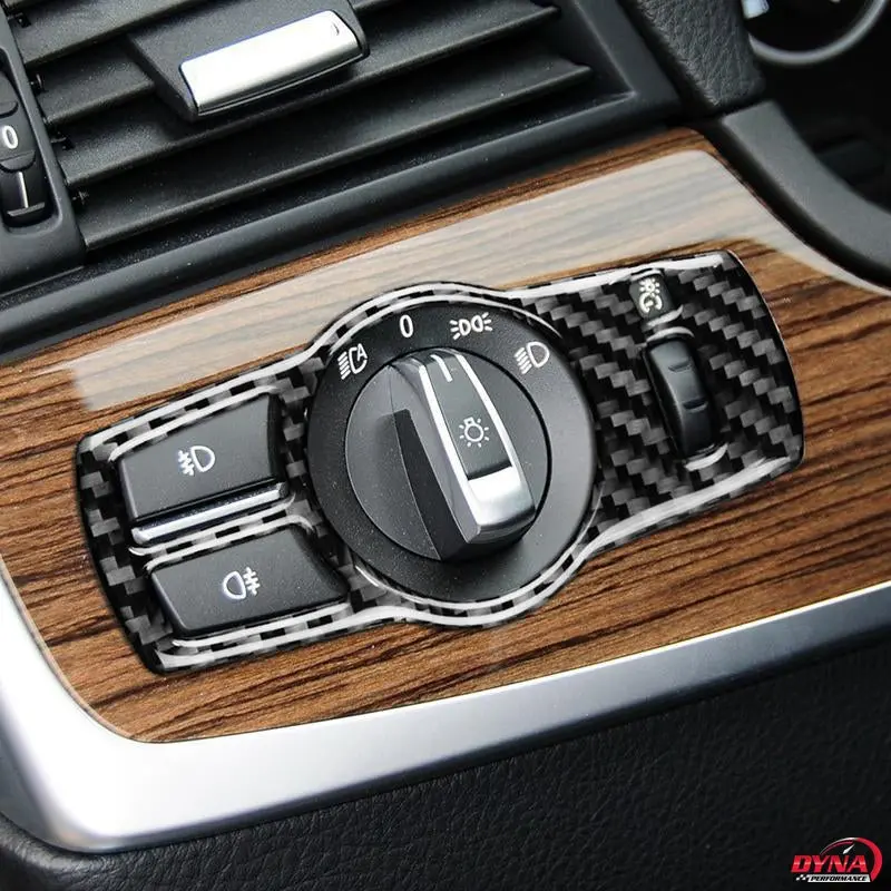 Dynacarbon™️ Carbon Fiber Lhd Headlight Switch Trim Overlay For Bmw F10 F07 F01 F25 F26 1