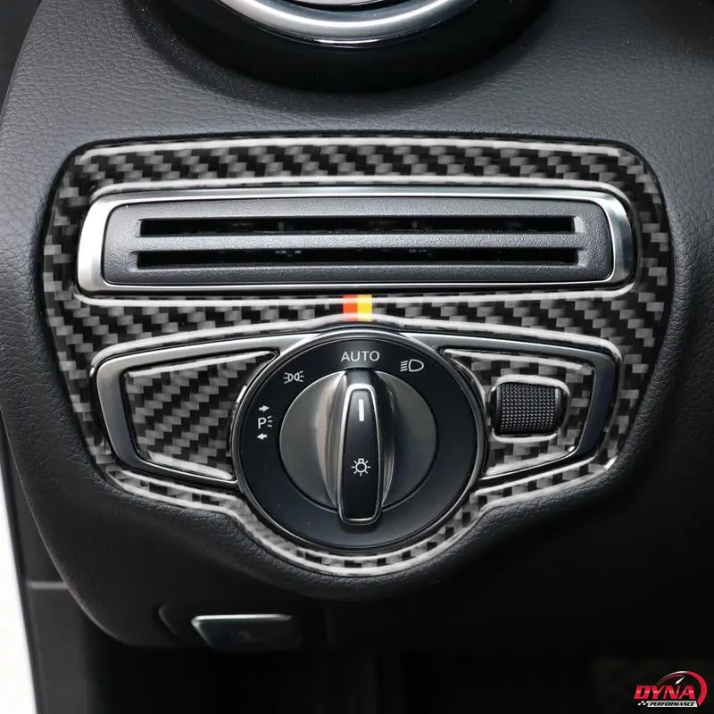 Dynacarbon™️ Carbon Fiber Lhd Headlight Switch Trim Overlay For Mercedes Benz W205 C Class C180 C200 C300 Glc 1