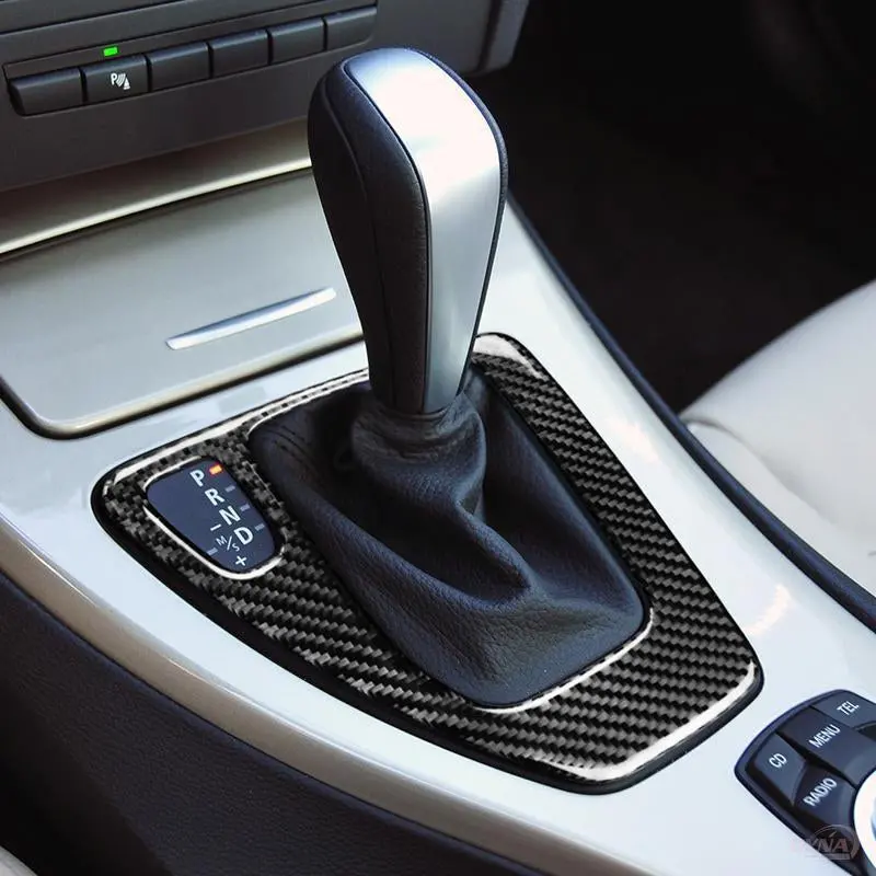 Dynacarbon™️ Carbon Fiber Lhd Gear Shift Panel Trim Overlay For Bmw 3 Series E90 E92 E93 1