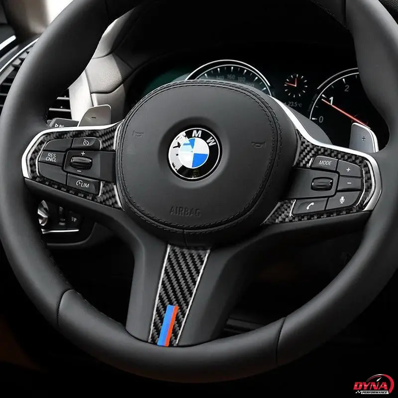 Dynacarbon™️ Carbon Fiber Steering Wheel Trim Overlay For Bmw 5 Series G30 X3 G01 1