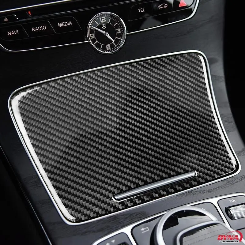 Dynacarbon™️ Carbon Fiber Cup Holder Cover Trim Overlay For Mercedes Benz W205 C Class C180 C200 C300 Glc 2