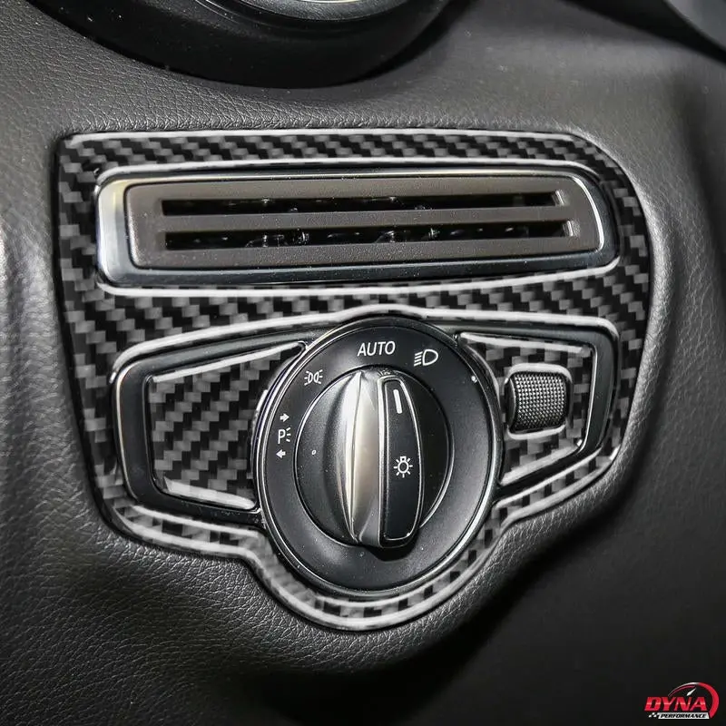 Dynacarbon™️ Carbon Fiber Lhd Headlight Switch Trim Overlay For Mercedes Benz W205 C Class C180 C200 C300 Glc 2