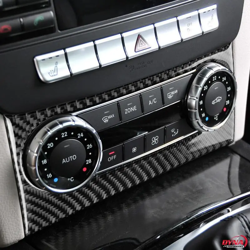 Dynacarbon™️ Carbon Fiber Air Conditioning Control Trim Overlay For Mercedes Benz C Class W204 2011-2013 1
