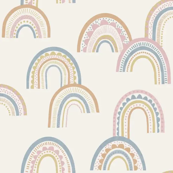 Boho Rainbow Wallpaper - Orange/Pink/Blue Sample 1