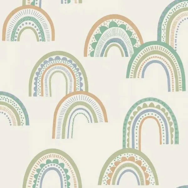 Boho Rainbow Wallpaper - Green/Teal Sample 1
