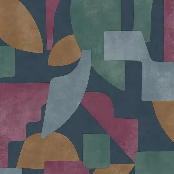 Abstract Angles Wallpaper - Navy/Berry Sample 1