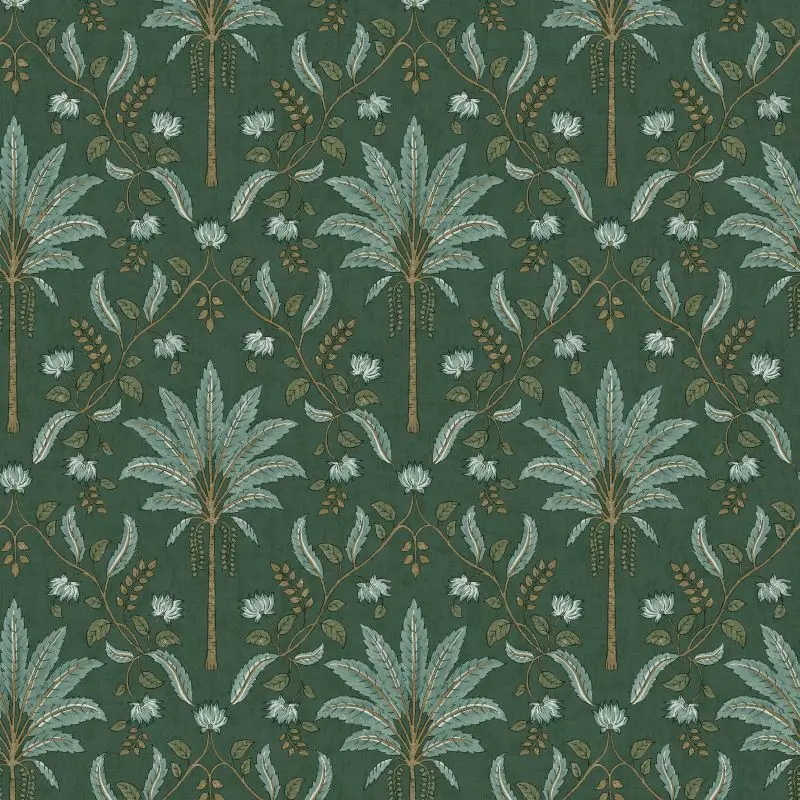 Palm Trellis Wallpaper Green Sample 1