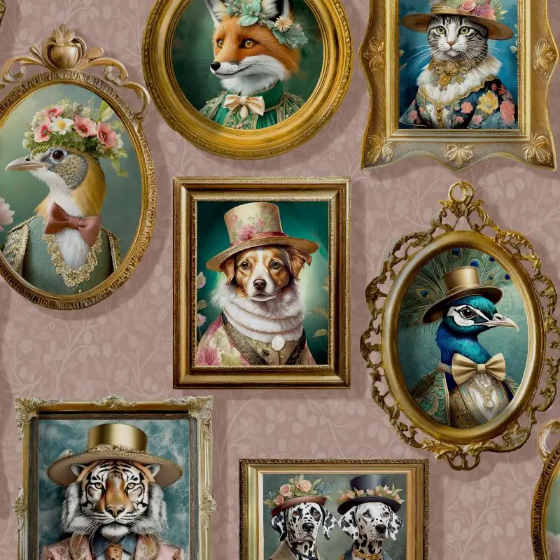 Regal Beasts Wallpaper Pink Sample 1