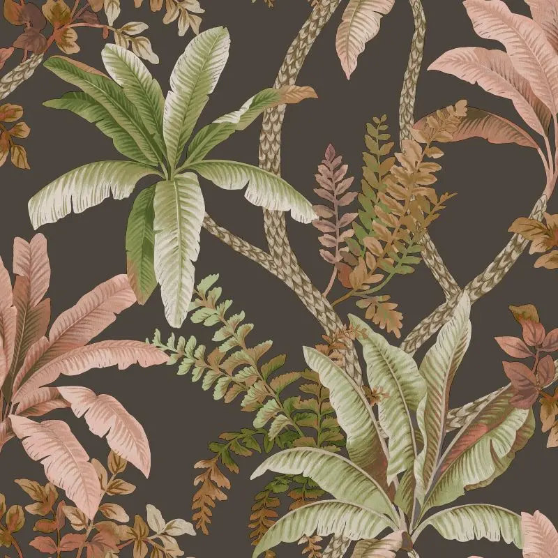 Trailing Palm Wallpaper Charcoal Sample 1
