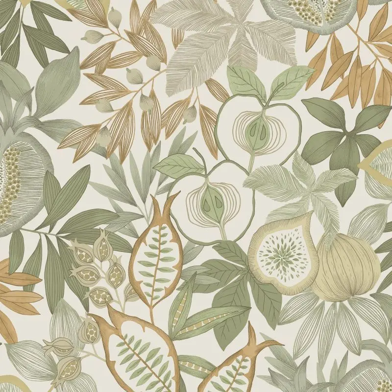 Exotic Fruit Wallpaper - Green/Orange 1