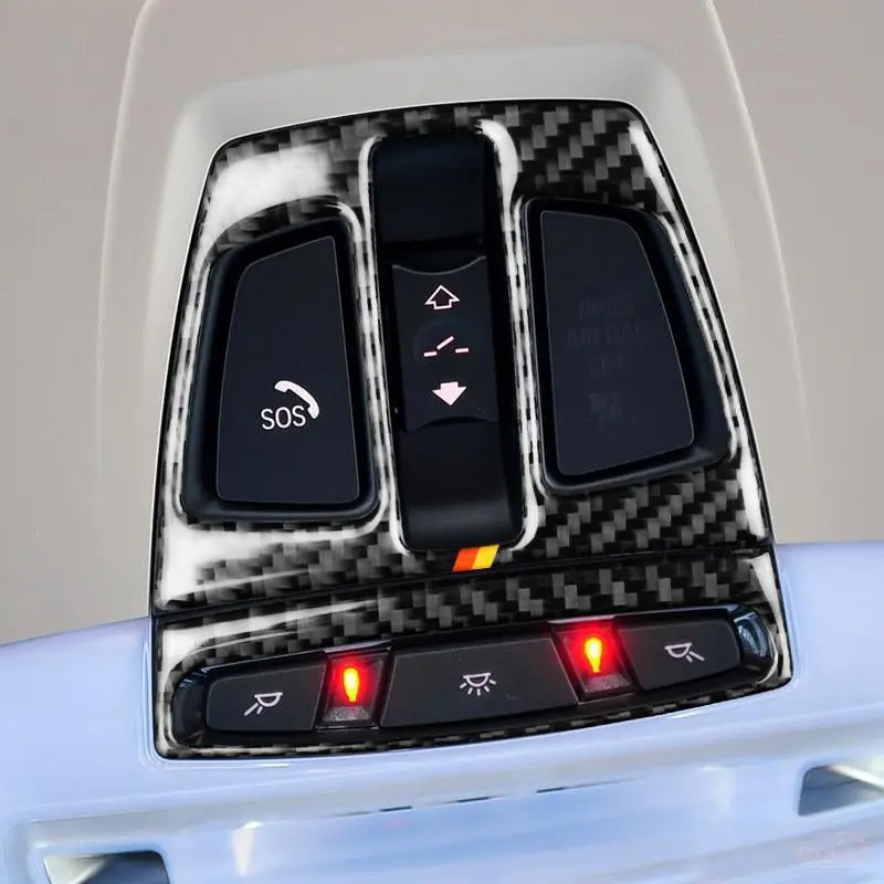 Dynacarbon™️ 2 Pcs Full Set Carbon Fiber Dome Reading Light Frame Trim Overlay For Bmw F20 F30 F34 F32 X1 F48 X5 F15 X6 F16 1