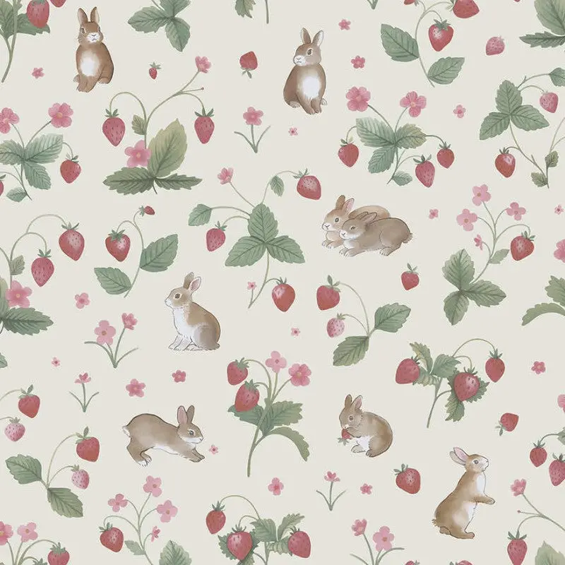 Bunnies & Berries Wallpaper Cream/Multi Sample 1