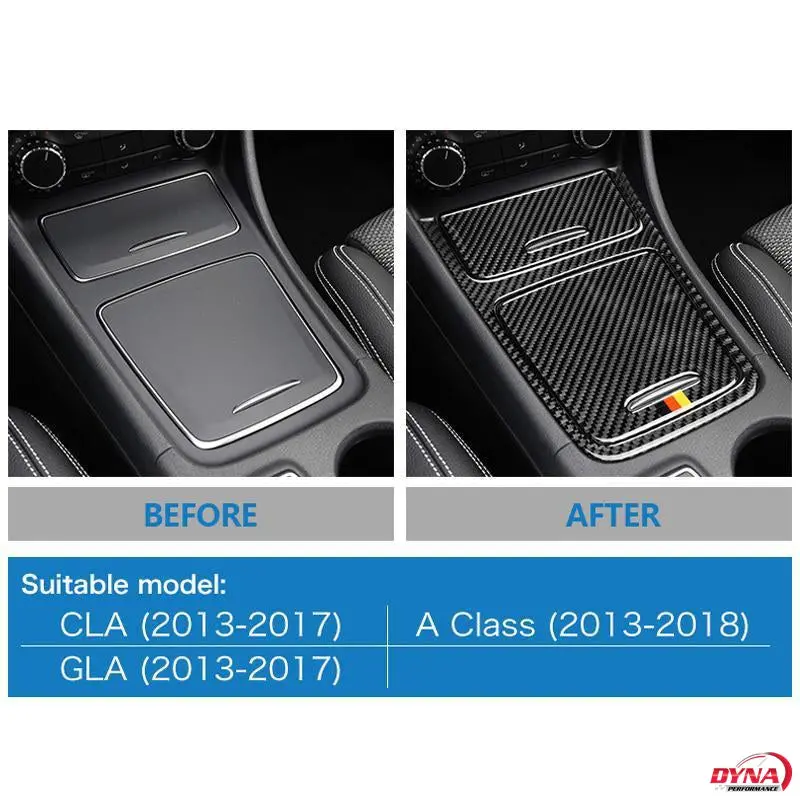 Dynacarbon™️ Carbon Fiber Center Console Panel Trim Overlay For Mercedes Benz A Class Cla Gla 2013-2018 2