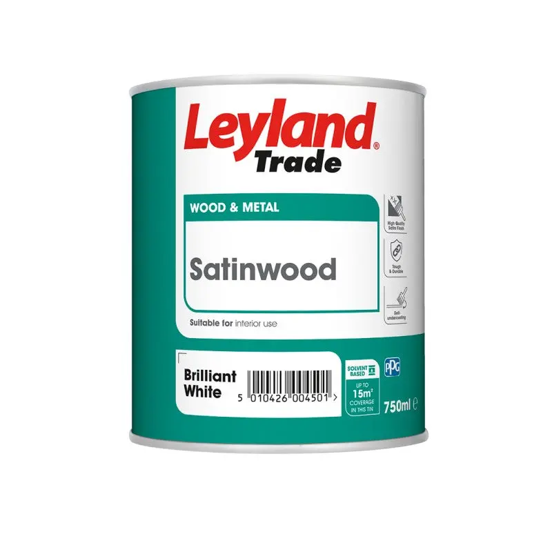 Leyland Trade Satinwood Paint - Brilliant White 1