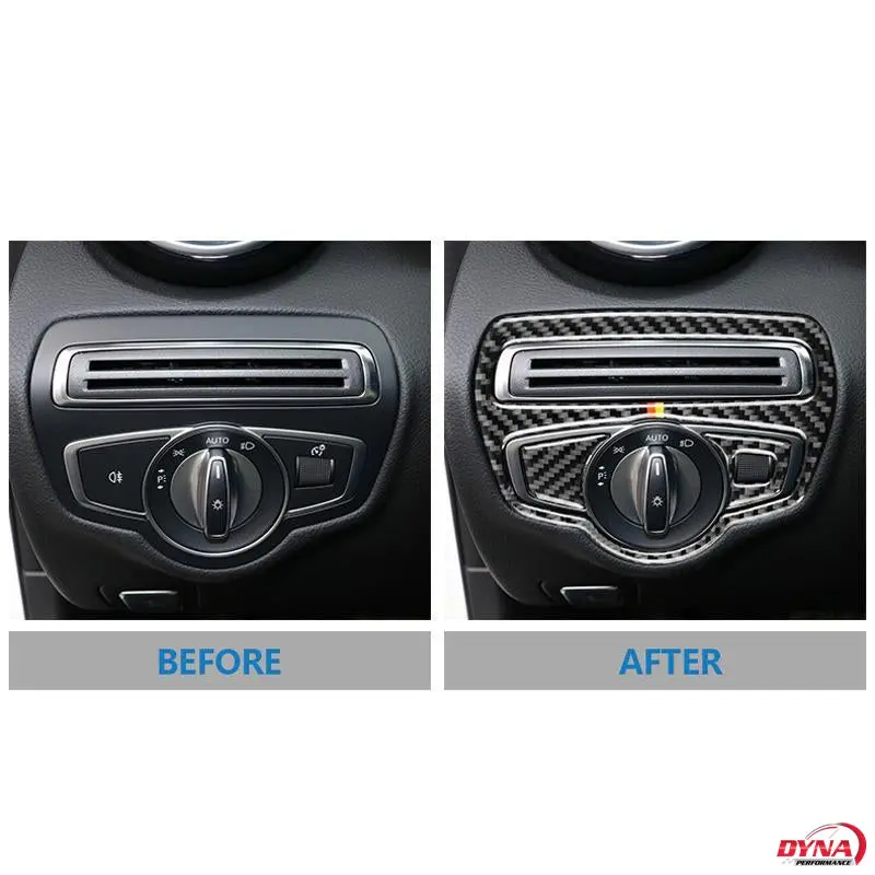 Dynacarbon™️ Carbon Fiber Lhd Headlight Switch Trim Overlay For Mercedes Benz W205 C Class C180 C200 C300 Glc 2