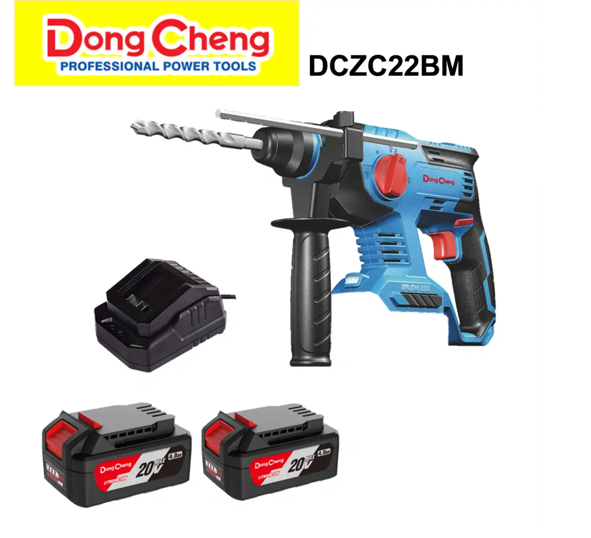 Dongcheng Dczc22 Bm Cordless Brushless 22 Mm Rotary Hammer 20V/4.0Ah X 2 Battery 1 Charger 1