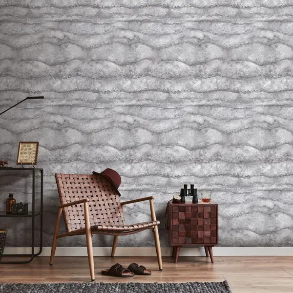 Canyon Rock Effect Wallpaper Grey Sample 1
