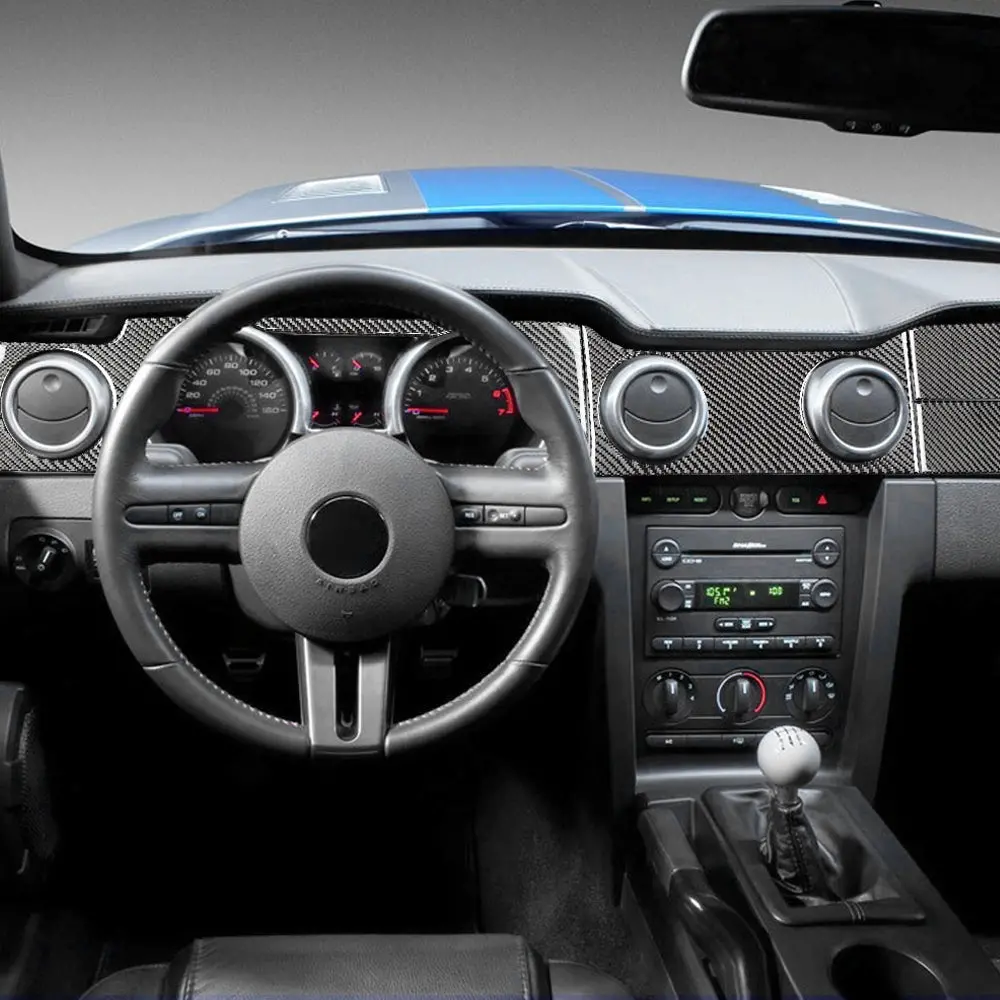 Dynacarbon™️ 6 Pcs Full Carbon Fiber Dashboard Kit For Ford Mustang 2005-2009 1