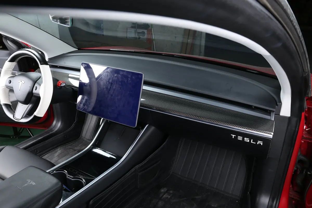 Dynacarbon™ 2 Pcs Hard Carbon Fiber Dashboard Trim Kit For Tesla Model 3/Y 2017-2023 1