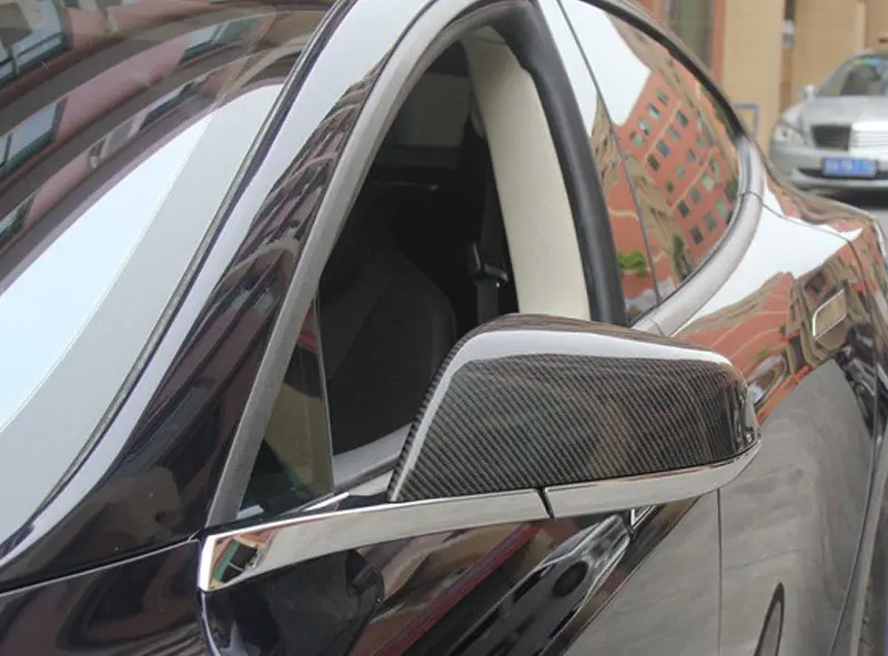 Dynacarbon™ 2 Pcs Hard Carbon Fiber Side Mirror Trim Kit For Tesla Model S 2012-2020 1