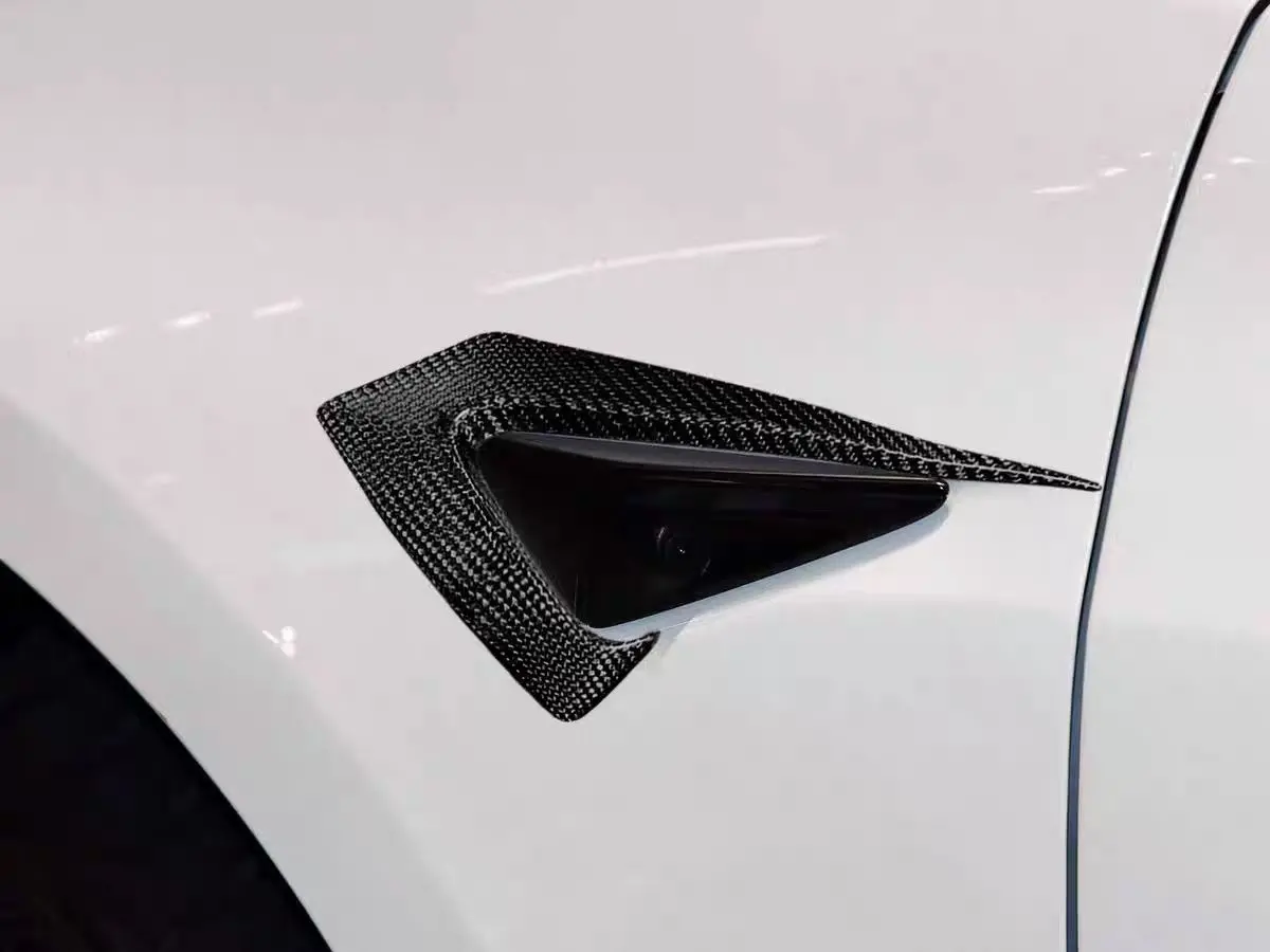 Dynacarbon™ 2 Pcs Hard Carbon Fiber Fender Side Camera Frame For Tesla Model 3 Cmst Type 2017-2023 1