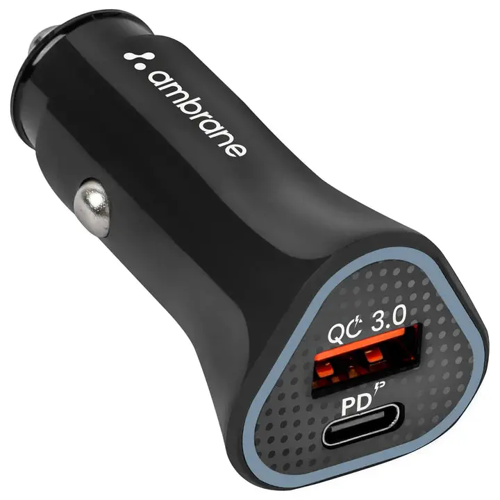 Ambrane Impulz C11 C2c 38W Dual Port Qc & Pd Car Charger 1