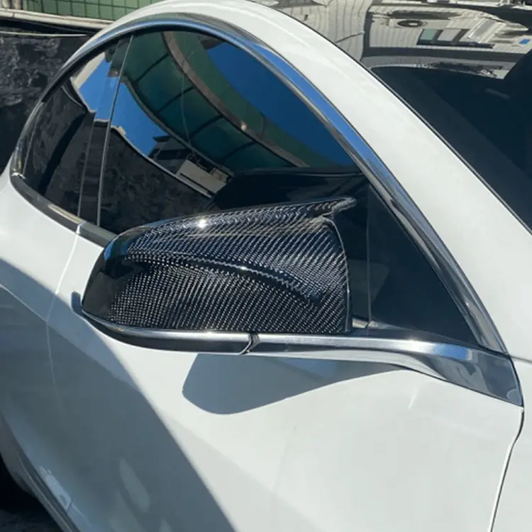 Dynacarbon™ 2 Pcs Hard Carbon Fiber Side Mirror Trim Kit For Tesla Model 3 Sport 2017-2023 1