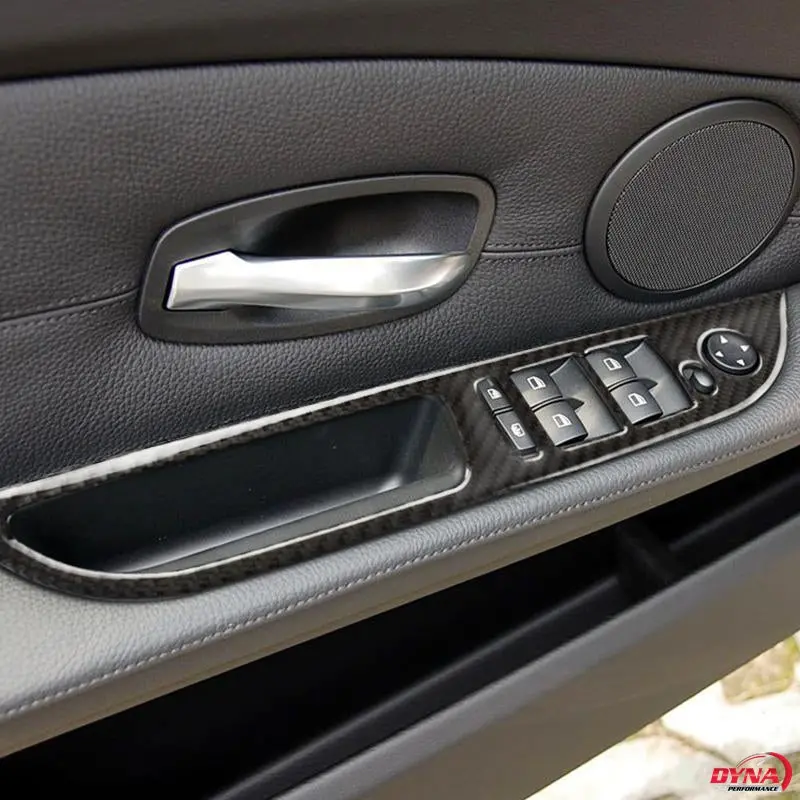 Dynacarbon™️ Carbon Fiber Car Window Control Frame Trim Overlay For Bmw E60 5 Series 2008-2010 1