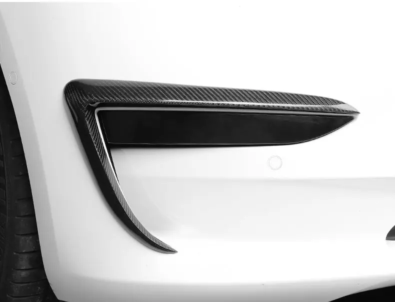 Dynacarbon™ 2 Pcs Hard Carbon Fiber Fog Lights Trim Kit For Tesla Model 3 2017-2023 2