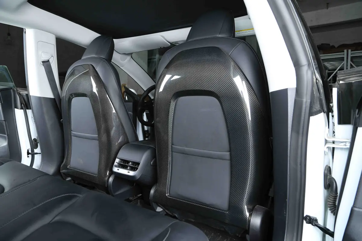 Dynacarbon™ Hard Carbon Fiber Front Seats Trim For Tesla Model 3/Y 2017-2023 1