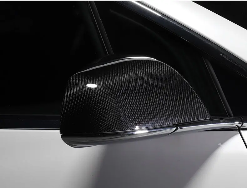 Dynacarbon™ 2 Pcs Hard Carbon Fiber Side Mirror Trim Kit For Tesla Model X 2012-2020 1