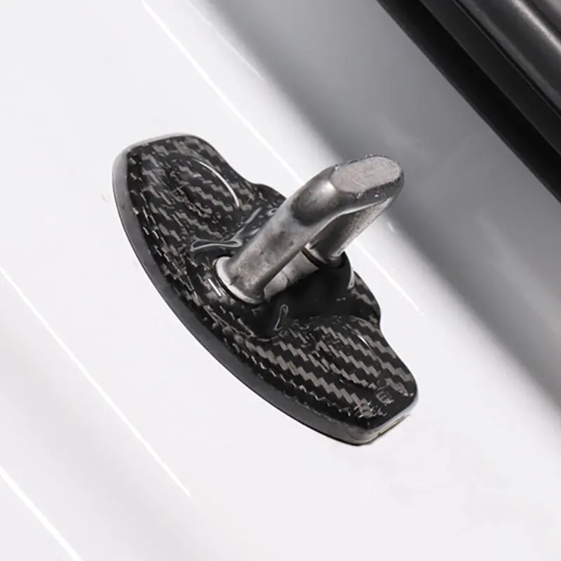 Dynacarbon™ 4 Pcs Hard Carbon Fiber Door Lock Trims For Tesla Model 3/Y 2017-2023 1