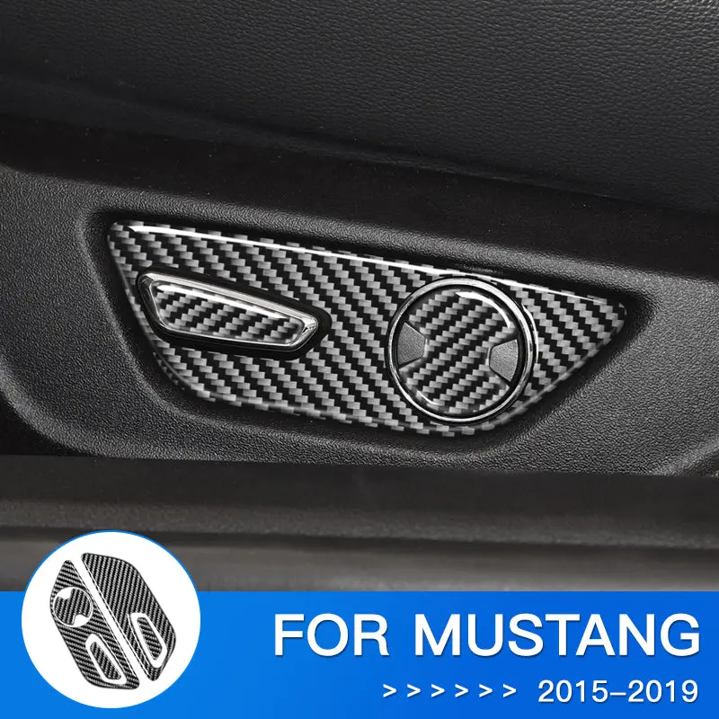 Dynacarbon™ Carbon Fiber Seat Function Control Trim Overlay For Ford Mustang 2015-2023 1