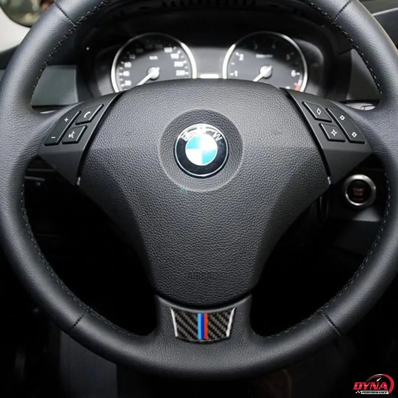 Dynacarbon™️ Carbon Fiber Steering Wheel Trim Overlay For Bmw E60 E61 5 Series 2004-2010 1