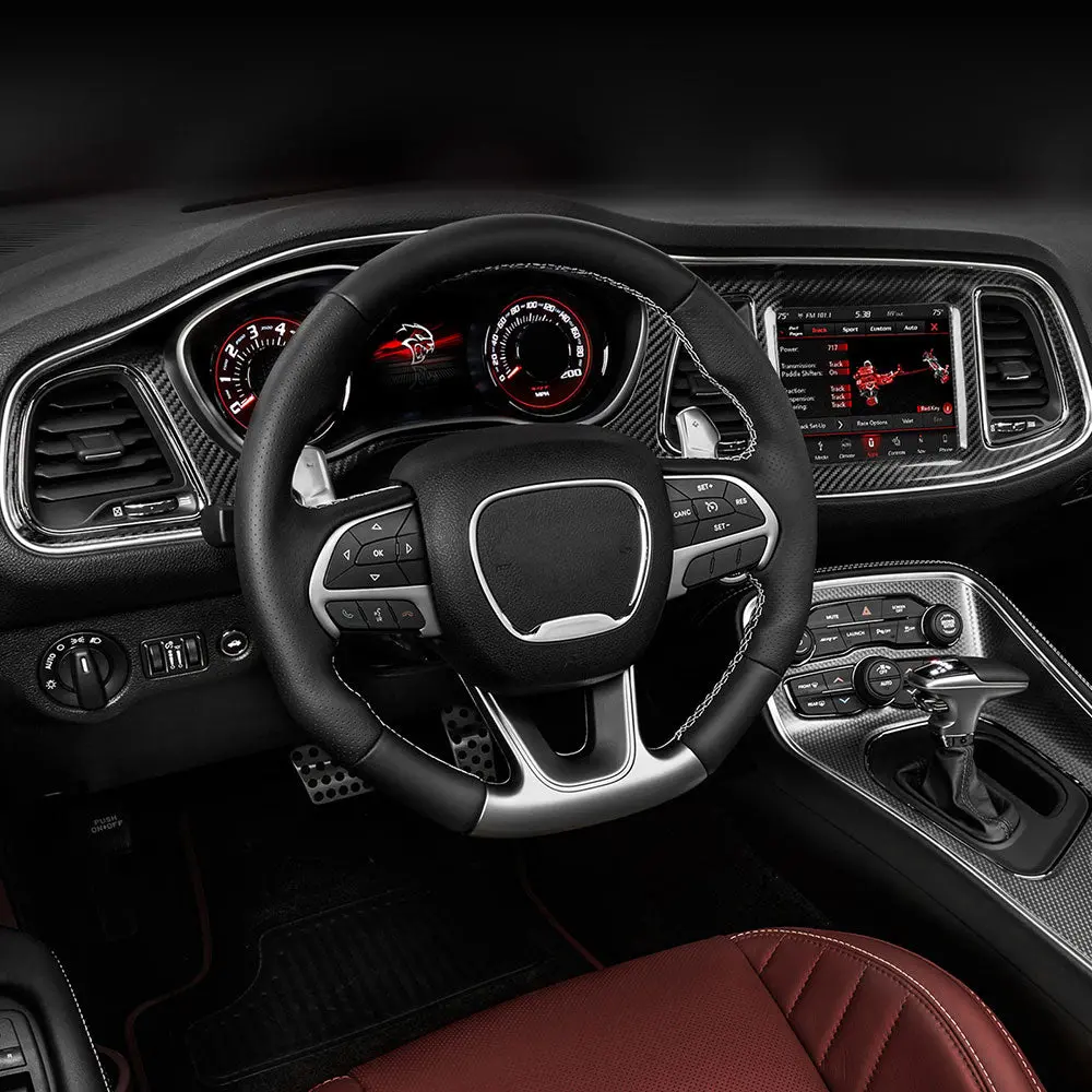 Dynacarbon™ Hard Carbon Fiber Full Coverage Dashboard Kit For Dodge Challenger 2015-2023 1