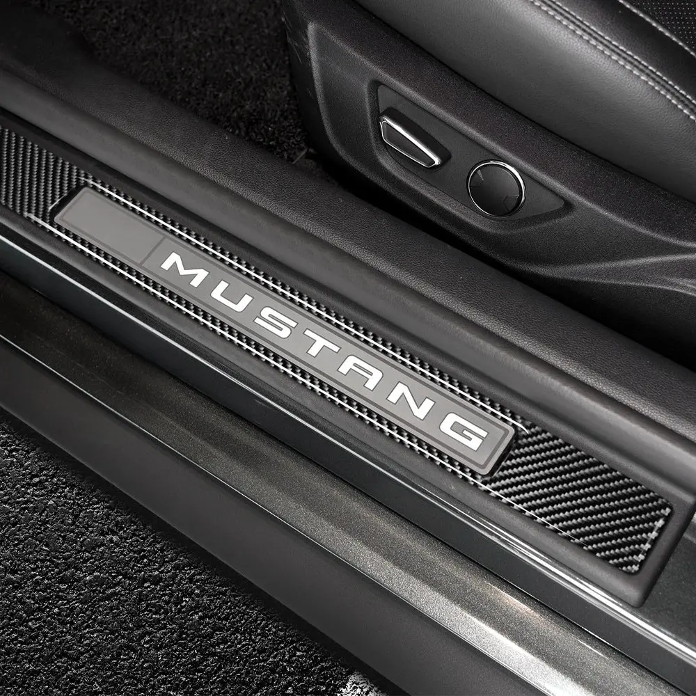 Dynacarbon™️ 2 Pcs Carbon Fiber Inner Door Sills Trim For Ford Mustang 2005-2009 1