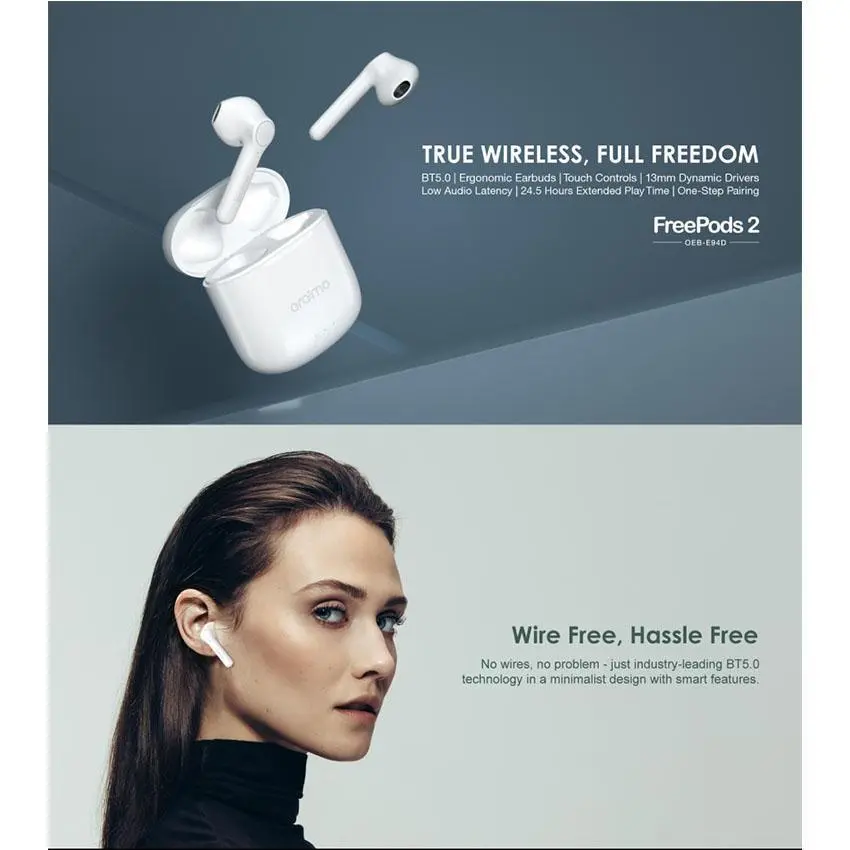 Oraimo Original Oeb-94D True Wireless Headset In White Color, Unique Sound Quality , Best Packing 2