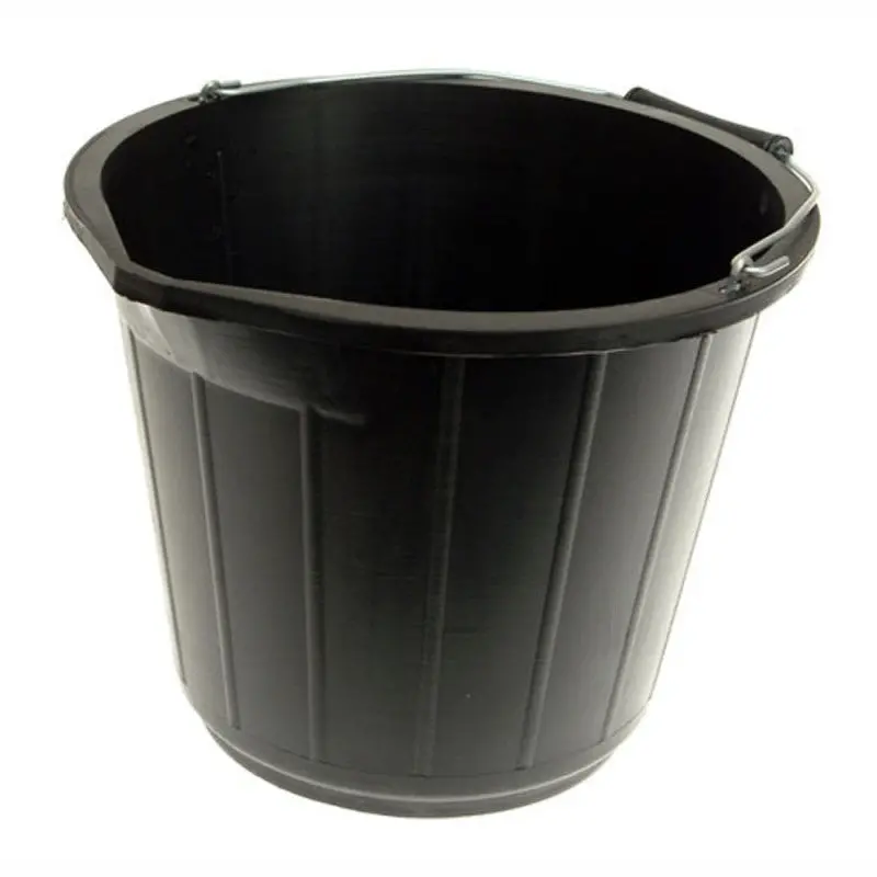 3 Gallon (15L) Lipped Black Bucket 1
