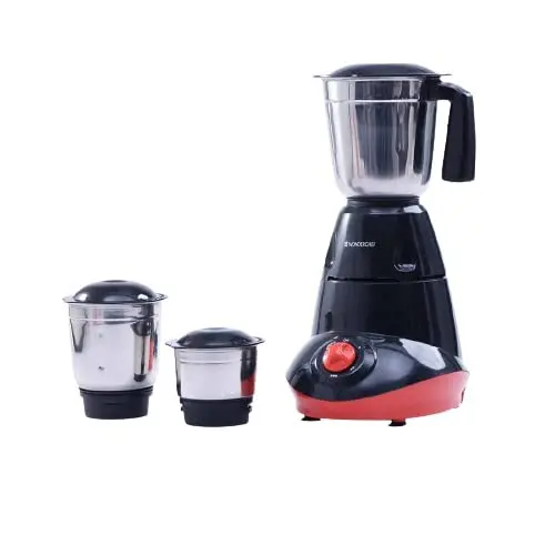Wonderchef Capri Mixer Grinder 750W, 3 Stainless Steel Jars, Black & Red, 5 Years Warranty 1
