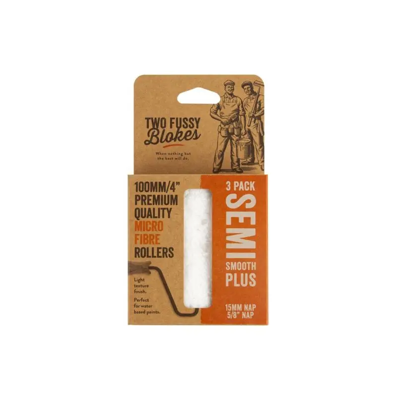 Two Fussy Blokes Microfibre 4" Semi Smooth Plus Mini Roller Sleeves - 3 Pack 1