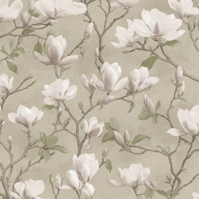 Magnolia Shimmer Wallpaper Beige/ Pink Sample 1