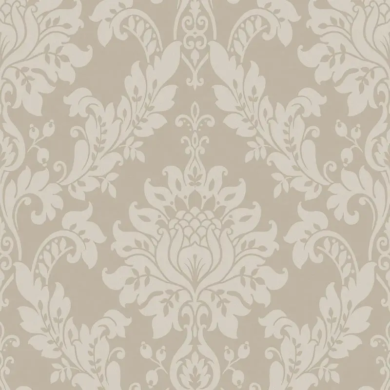 Clara Damask Wallpaper Beige Sample 1