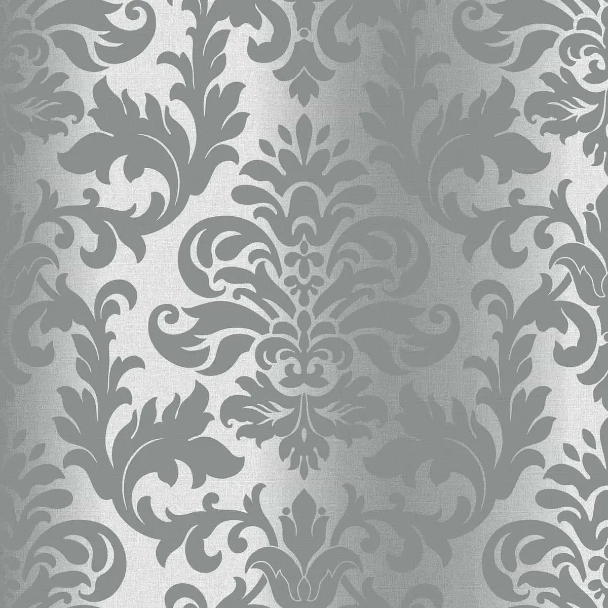 Platina Damask Metallic Wallpaper Charcoal/Silver Sample 1